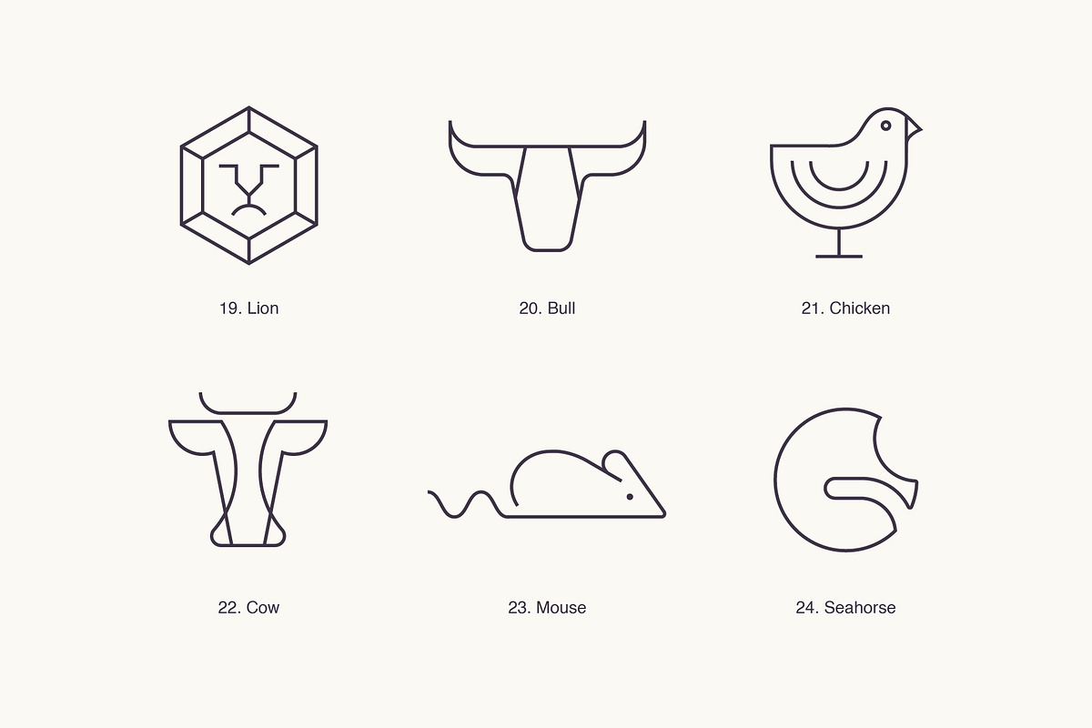 Animals - Outline Icons & Logos, a Branding & Logo Template by Paulina Sara Design (Photo 5 of 12)