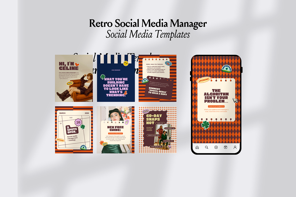 Groovy Retro Canva Templates, a Social Media Template by CanvaTemplateClubCo (Photo 4 of 10)