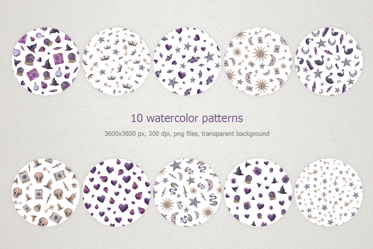 Watercolor magic clipart, a Decorative Illustration by CreativeByLu (Photo 3 of 12)