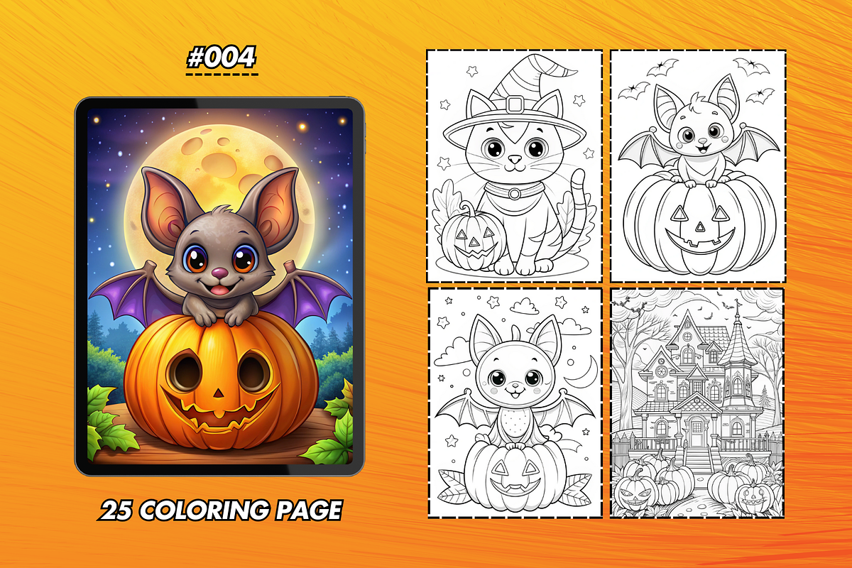 25 Halloween Coloring Pages For Kids, a Graphic by Wilin Digital (Photo 1 of 2)