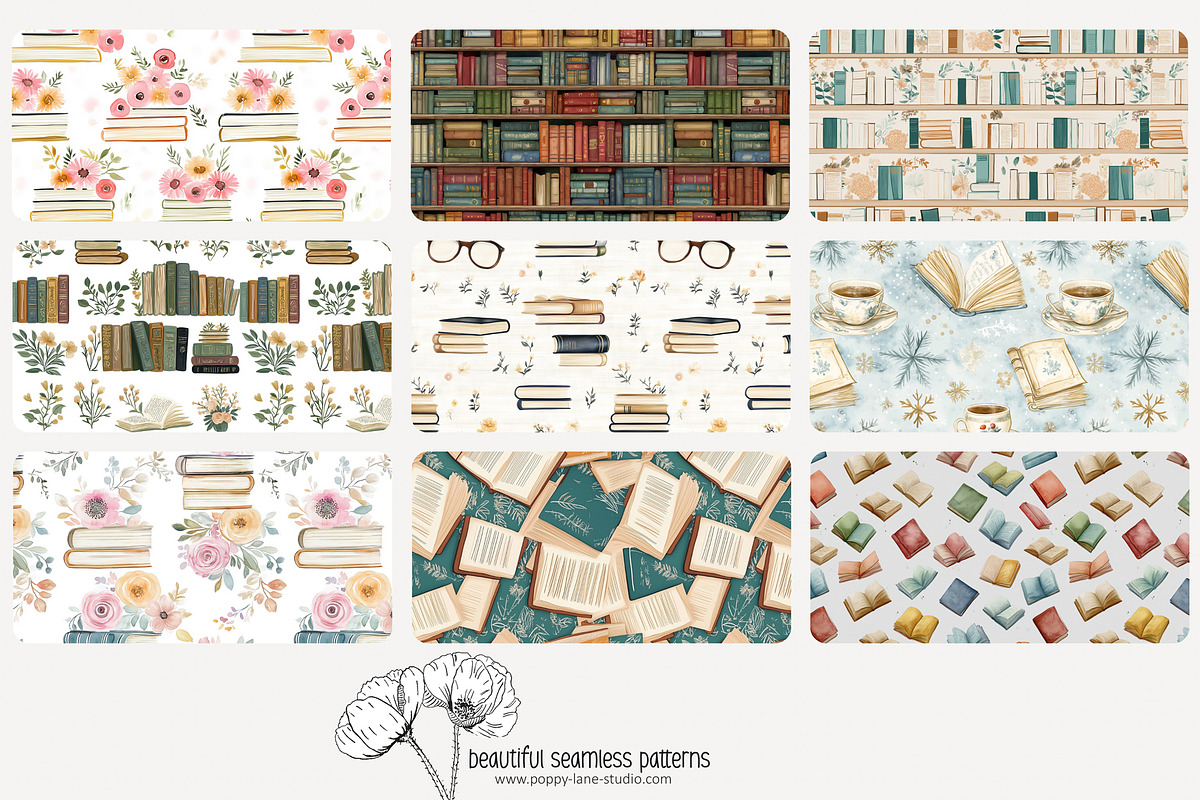 80 books seamless pattern, a Pattern Graphic by Poppy Lane Studio (Photo 2 of 11)
