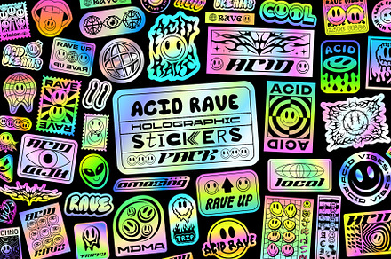ACID RAVE HOLOGRAPHIC STICKERS