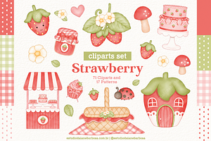 Strawberry - Cliparts Set, an Illustration by Estudio Daiane Barbosa