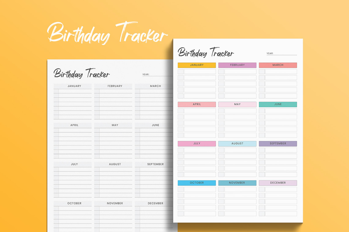 Printable Birthday Tracker, a Stationery Template by Graphicsnext (Photo 2 of 6)