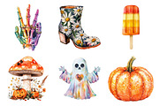 Groovy Halloween Element Clipart, an Illustration by Daily.Designs (Thumbnail 2 of 5)