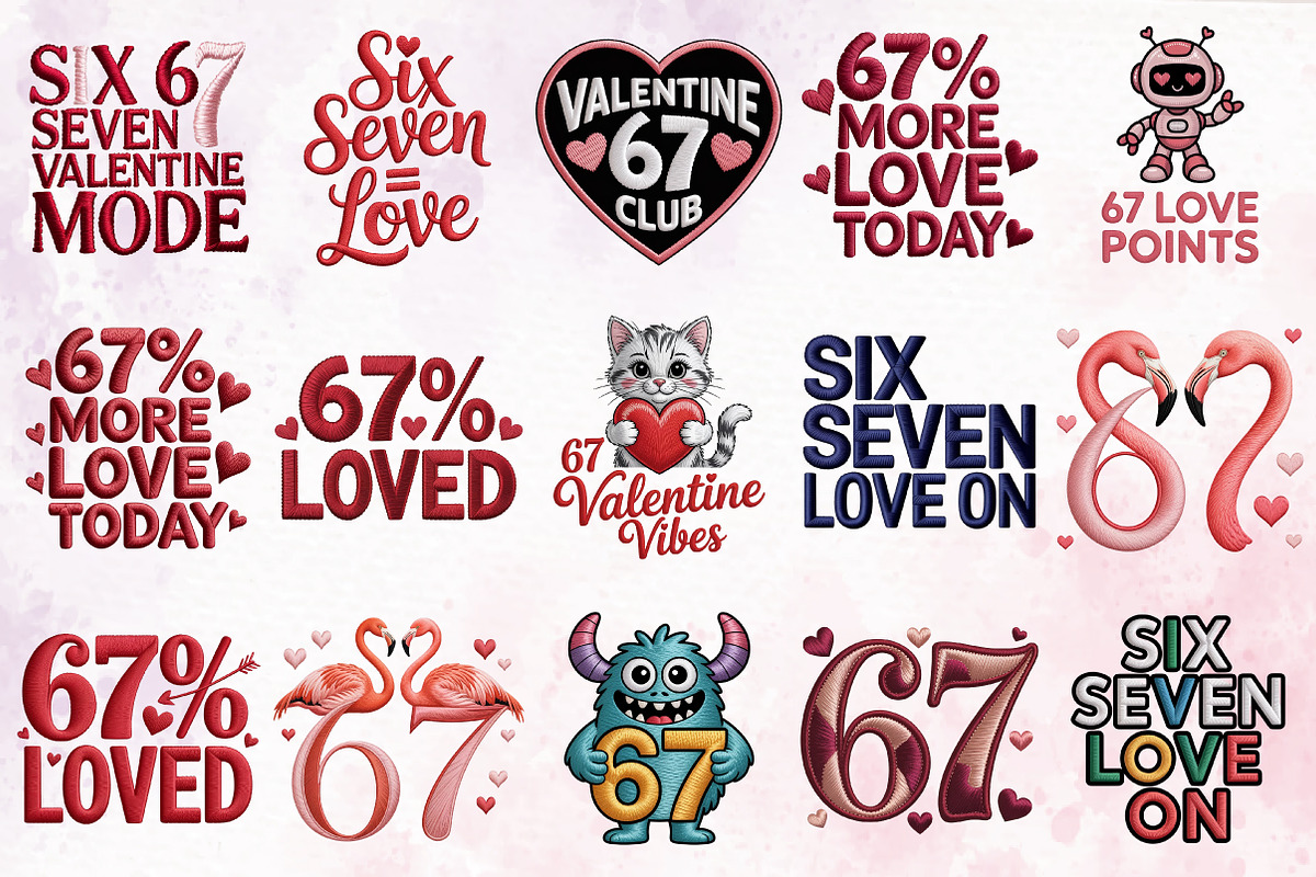 Valentine Six Seven 67 Bundle Png, a Seasonal Illustration by RobertsArt (Photo 2 of 3)