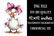 Coquette Goose Whimsical Clipart, a Seasonal Illustration by Designking (Thumbnail 4 of 5)
