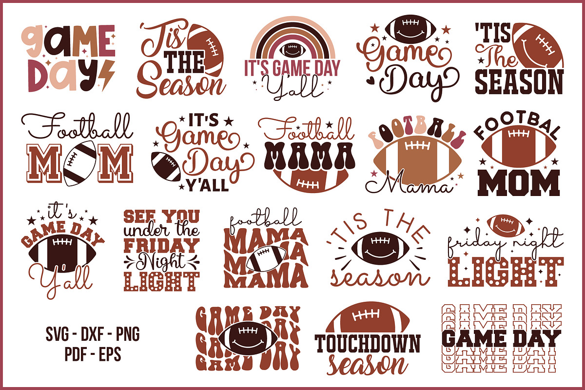 Football SVG Bundle 18 Designs, an Object Graphic by BeeCraftR (Photo 5 of 11)