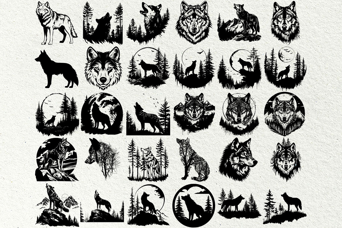 Wolf SVG Bundle. Howling Wolf, an Animal Illustration by DENIDigitalArtSudio (Photo 8 of 8)
