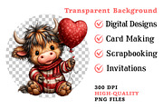 Valentine’s Day Highland Cow Clipart, an Illustration by Dream Creation (Thumbnail 8 of 8)