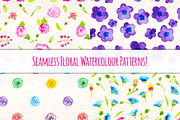 Floral Watercolor Patterns Bundle, a Pattern Graphic by Violet LeBeaux (Thumbnail 1 of 5)