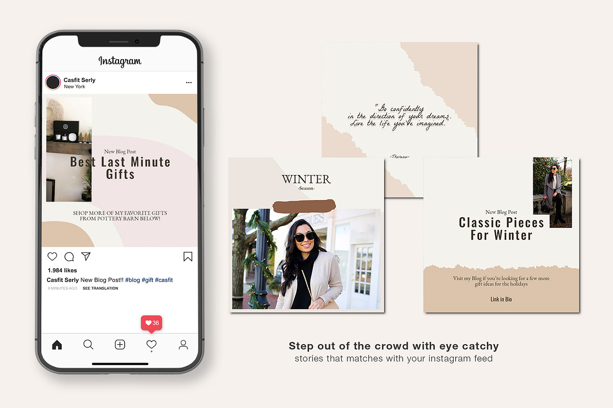 Lifestyle Instagram Pack | PS, a Social Media Template by BlancaLab Studio (Photo 4 of 8)