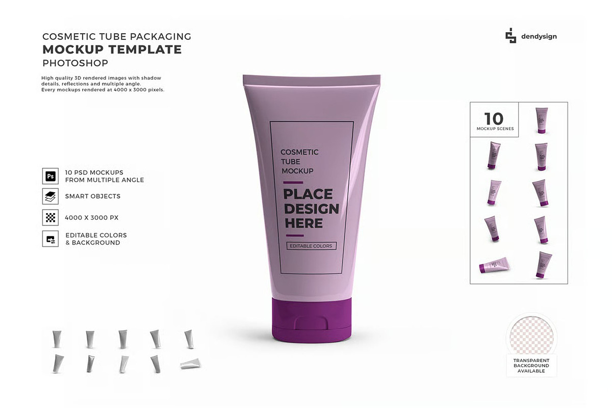 Cosmetic Tube Packaging Mockup, a Packaging Mockup by DesignRushMarket (Photo 1 of 11)