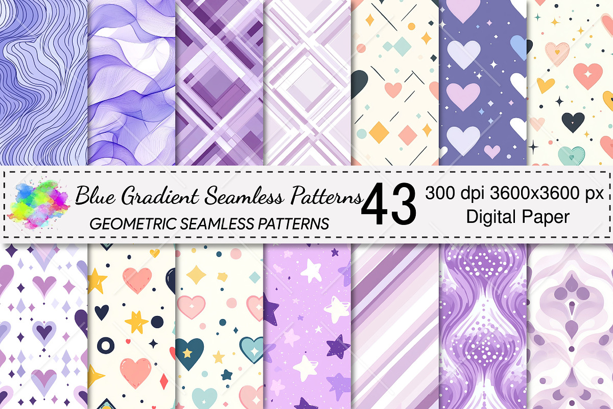 Blue Gradient Seamless Patterns, a Pattern Graphic by Canvas Craft (Photo 1 of 9)