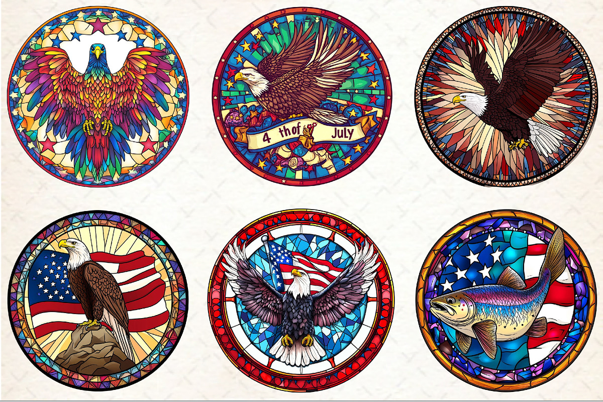4th of July Eagle Round Stained Glas, a Seasonal Illustration by Rose Art (Photo 2 of 4)