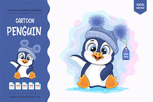 Cute cartoon penguin. Tshirt, PNG., an Animal Illustration by KENO Mascots
