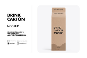 Kraft Paper Drink Carton Mockup