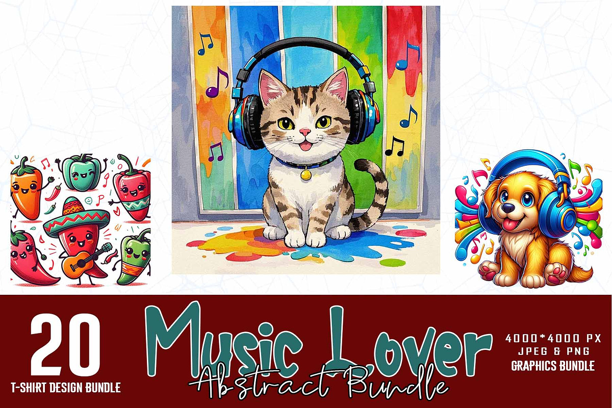 20 Groovy Musical T-shirt Bundle, a Graphic by Sofia's Fashion (Photo 1 of 3)