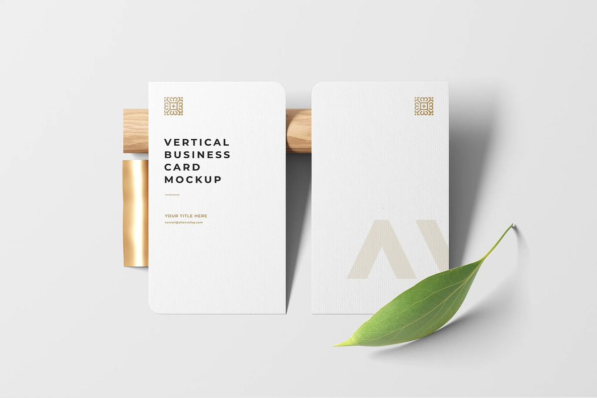 Vertical Business Card Mockup, an Advertising Mockup by zpackcreative (Photo 1 of 4)