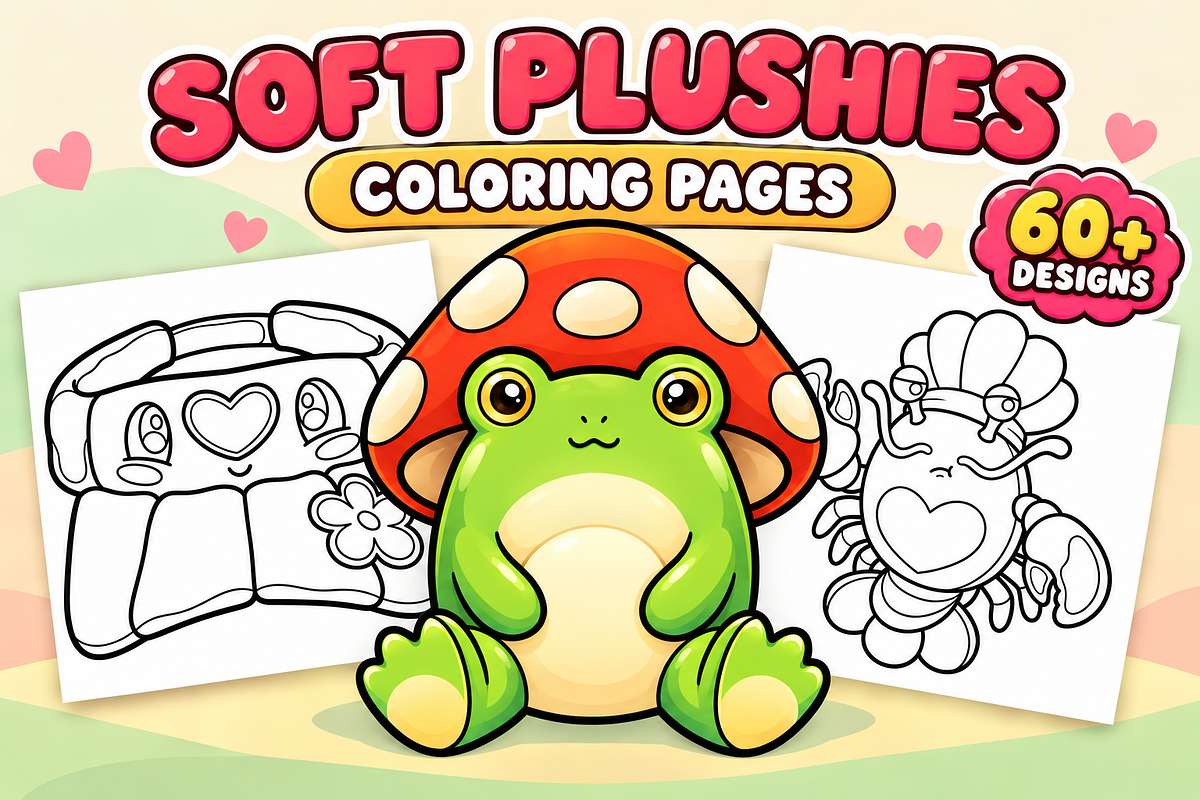 Soft Plushies Coloring Pages Vol. 1, an Object Illustration by Inkivelle Studio (Photo 1 of 3)
