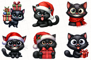 Christmas Funny Black Cat Clipart, an Illustration by OK Design (Thumbnail 3 of 5)