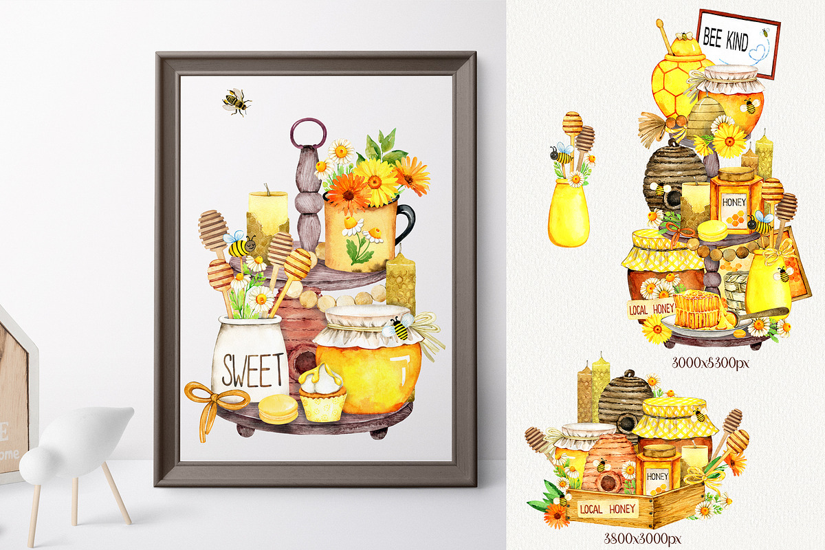 Honey Bee Summer Tea Clipart, a Food Illustration by TanyaOak (Photo 9 of 12)