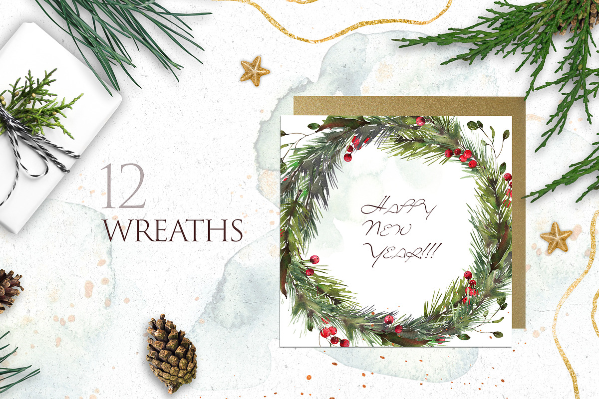 CHRISTMAS Watercolor Collection, an Illustration by Les Frolova (Photo 9 of 12)
