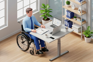 Executive with disabilities in Work, a Business Photo by angellodeco