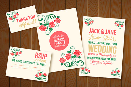 Wedding Invitation Vector Watercolor