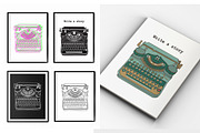 Vintage Typewriters Clipart Pattern, a Graphic by IRSYART (Thumbnail 2 of 11)