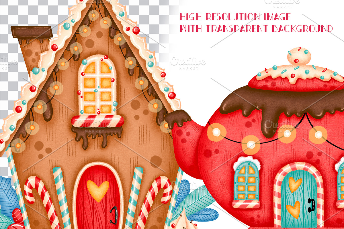Christmas Gingerbread Houses Clipart, an Illustration by BonbonnyDesigns (Photo 4 of 4)