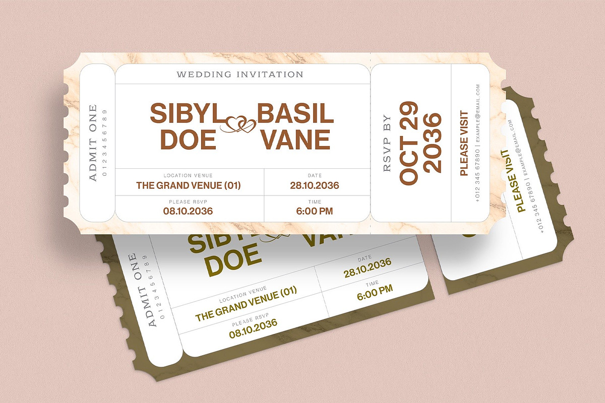 Luxe Wedding Ticket Invitation Templ, an Invitation Template by BrandPacks (Photo 4 of 4)