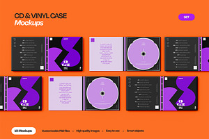 CD & Vinyl Case Mockup Set, a Merchandise Mockup by Mego-studio