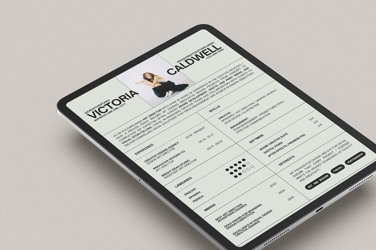 Stylish Canva Resume Template, a Resume Template by Moscovita Studio (Photo 9 of 10)