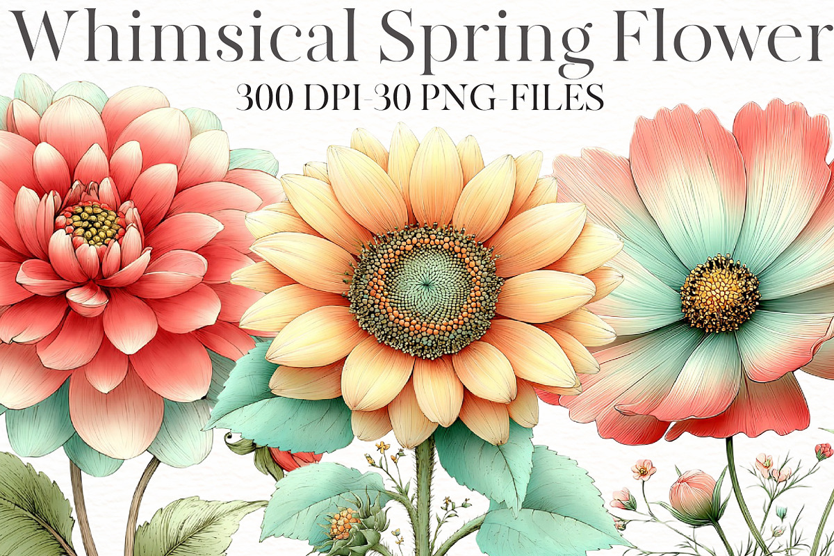 Whimsical Spring Flower clipart, an Illustration by Designworld (Photo 1 of 8)