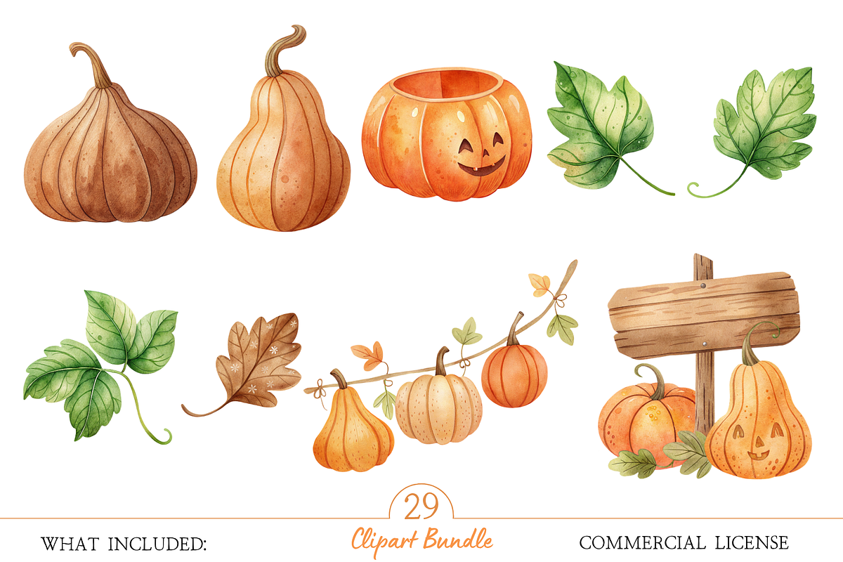 Fall Pumpkin Clipart PNG, an Object Illustration by MockupWizard (Photo 3 of 5)