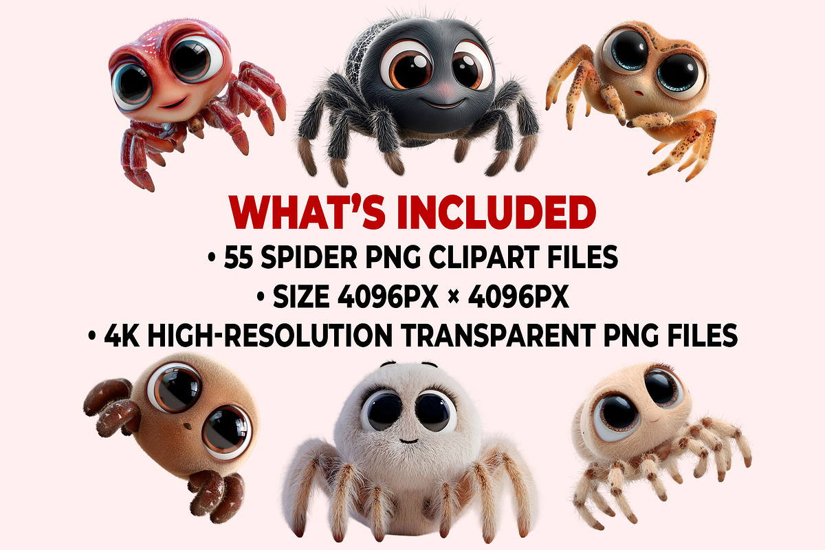 Cute Spider Clipart PNG Bundle, a Graphic by M9 Design (Photo 9 of 9)