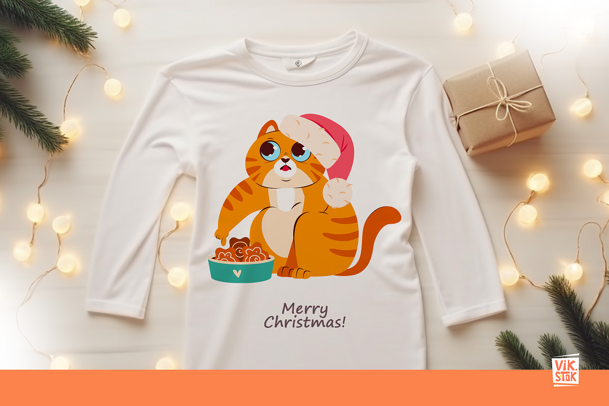 Christmas Cat illustrations, an Animal Illustration by vik.stock (Photo 3 of 4)