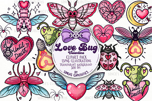 Love Bugs - Spooky Valentine clipart