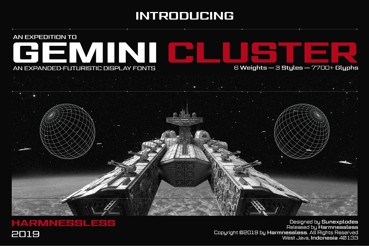 Gemini Cluster - Expanded Fonts, a Sans Serif Font by HARMNESSLESS (Photo 1 of 11)