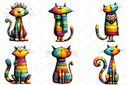 Whimsical Rainbow Christmas Cat, an Illustration by Black Bird Studio (Thumbnail 2 of 6)