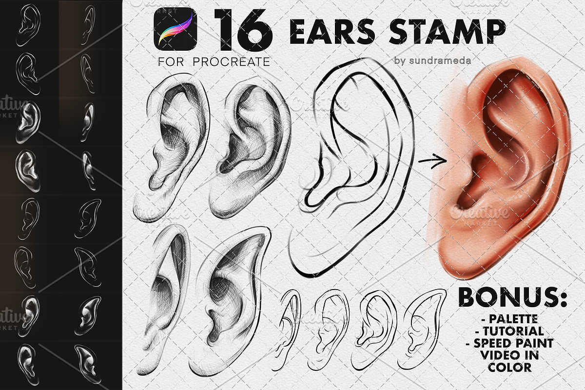 Ears Stamp Brushes Procreate, a Brush Add-On by sundrameda (Photo 1 of 4)
