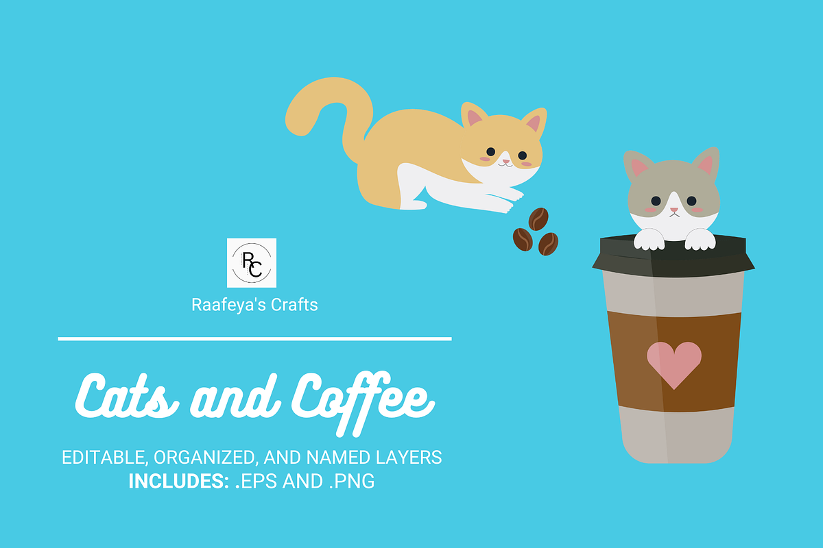 Cats and Coffee, an Animal Illustration by Raafeya's Crafts (Photo 1 of 8)