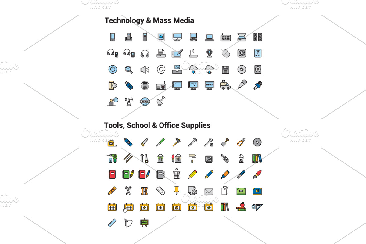 +1000 FILLED LINE ICONS, an Outline Icon by beguima (Photo 16 of 17)