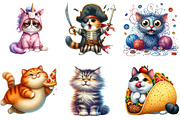 Quirky Crazy Cats Sublimation Clipar, an Illustration by DreamArtGraphic (Thumbnail 5 of 5)