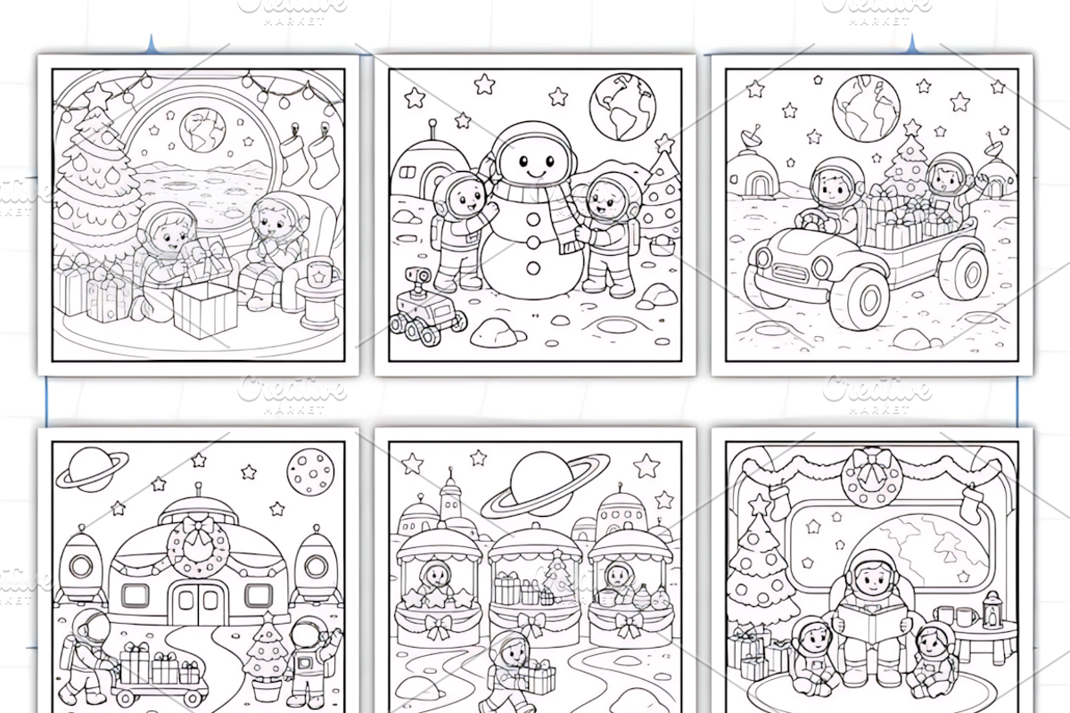 Bold Easy Christmas Space Coloring, a Seasonal Illustration by Design Station (Photo 8 of 8)