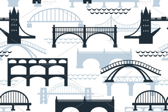 Seamless Pattern Of Bridges
