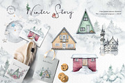 Winter Story Watercolor Clipart, an Animal Illustration by BalanceUA (Thumbnail 6 of 13)