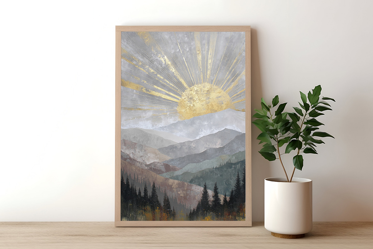 Golden Sunrise Landscape Art, a Decorative Illustration by Housui Patterns (Photo 8 of 12)
