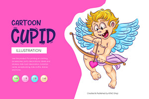 Cute cartoon cupid., an Animal Illustration by KENO Mascots